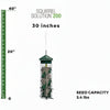 Squirrel-proof bird feeder with measurement details on a white background